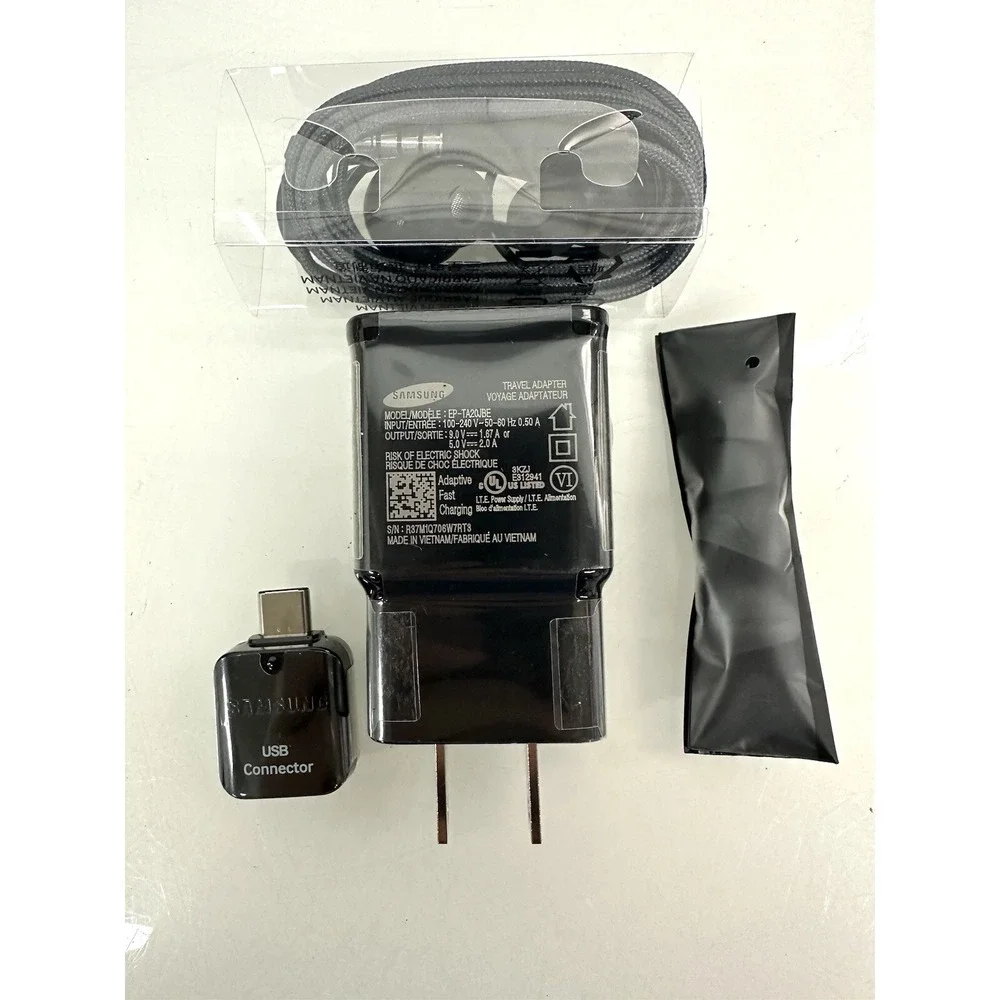 Box With Charging plug, headphones, adapter for Samsung Galaxy